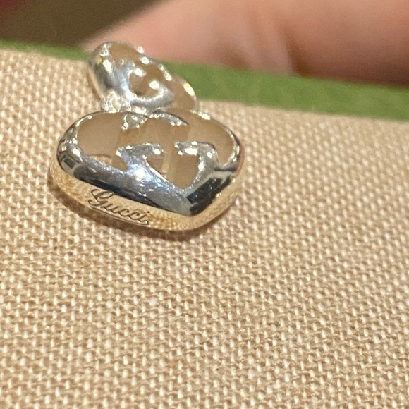 Gucci Love Britt Double Heart Drop Earrings Interlocking G Authentic - Picture 6 of 7